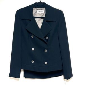 NWT Calvin Klein Womens Navy Double Breasted Cropped Skirt Suit Sz 6